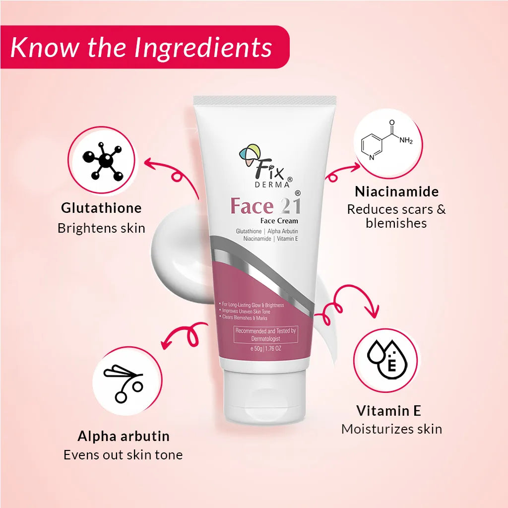 Fixderma Face 21 Cream | Skin-Brightening Moisturizer for Dry Skin