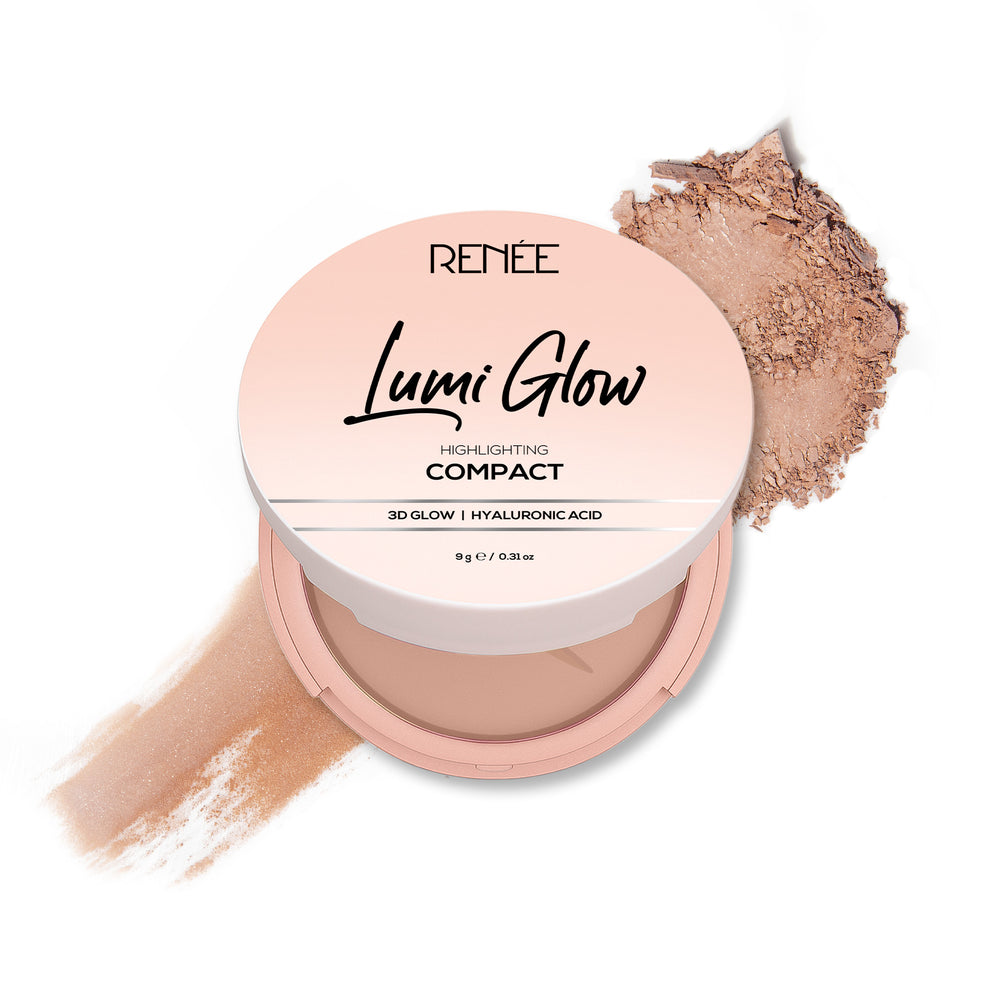 RENEE Lumi Glow Highlighting Compact with 3D Glow For Luminous Skin (6 Suede Caramel)