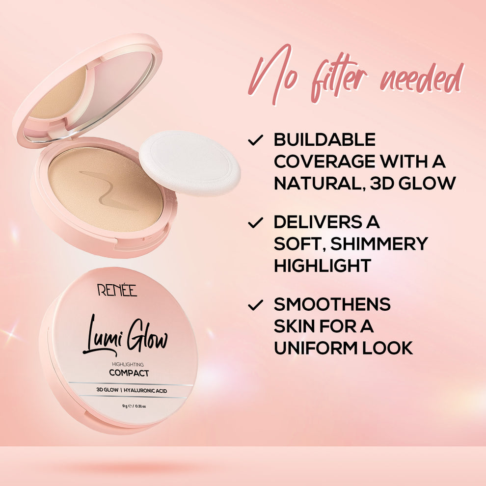 RENEE Lumi Glow Highlighting Compact with 3D Glow For Luminous Skin (4 Cashmere Sand)