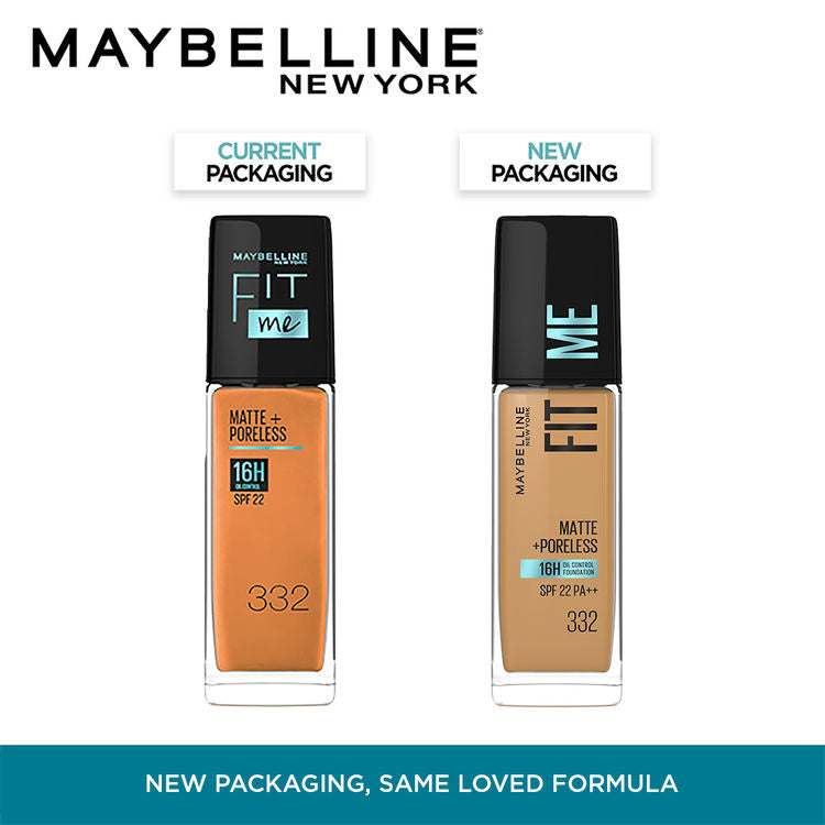 Maybelline Fit Me Matte+Poreless 16H Oil Control Foundation With SPF 22 PA++ (332 Golden Caramel)(30ml)