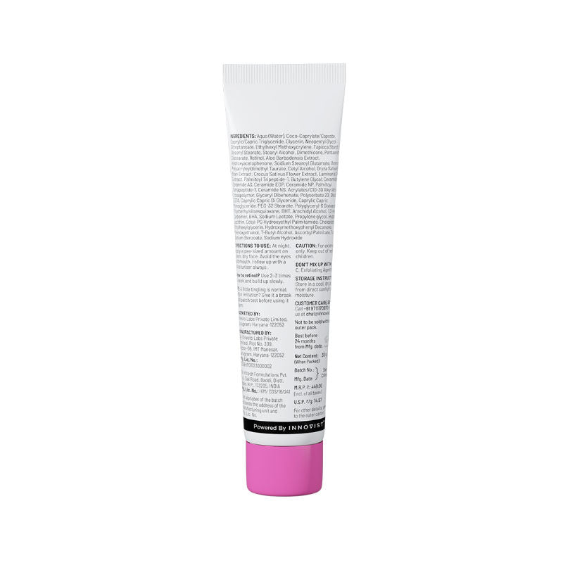 Chemist at Play 0.1% Retinol Night Cream, Reduces Fine Lines, Wrinkles & Sunspots, Beginner Friendly (30g)