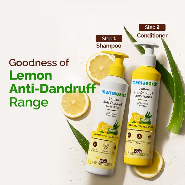 Mamaearth Lemon Anti-Dandruff Shampoo with Lemon & Aloe Vera for Itchy & Flaky Scalp - 250ml