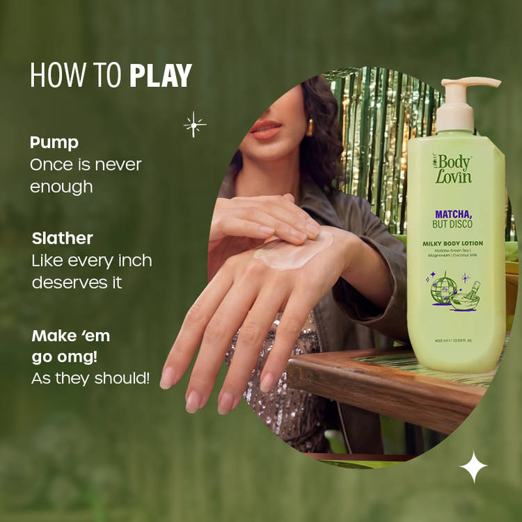 Plum BodyLovin’ Matcha, But Disco Milky Body Lotion, Calming Smoothening, Lactonic Matcha Fragrance (400ml)