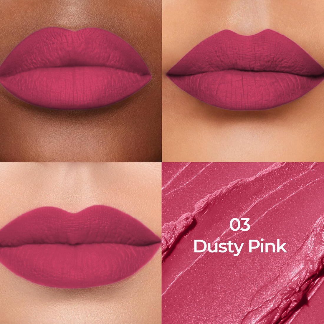 Colors Queen Luxury Matte Non-Transfer Lipstick Waterproof & Bold (03 Dusty Pink)