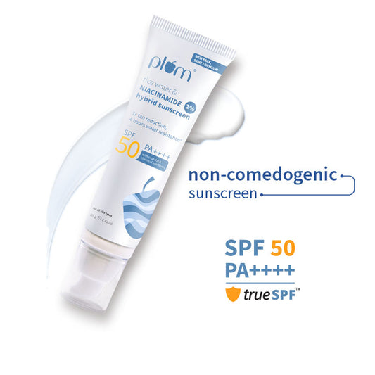 Plum 2% Niacinamide & Rice Water SPF 50 PA+++ Sunscreen, Fades Tan, For Oily To Dry Skin Type
(80g)