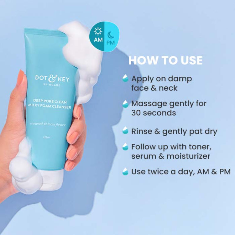 Dot & Key Deep Pore Clean Facial Foam Cleanser, With Seaweed & Lotus Flower (100ml)