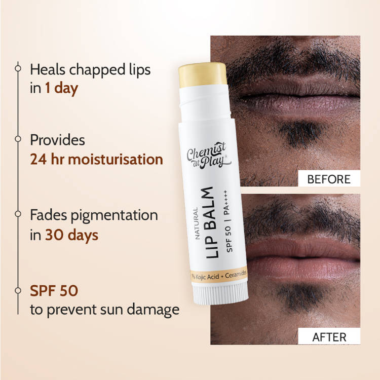 Chemist at Play on Natural Lip Balm SPF 50 Brightens & Repairs Chapped Lips 24HR Moisture (4.5g)