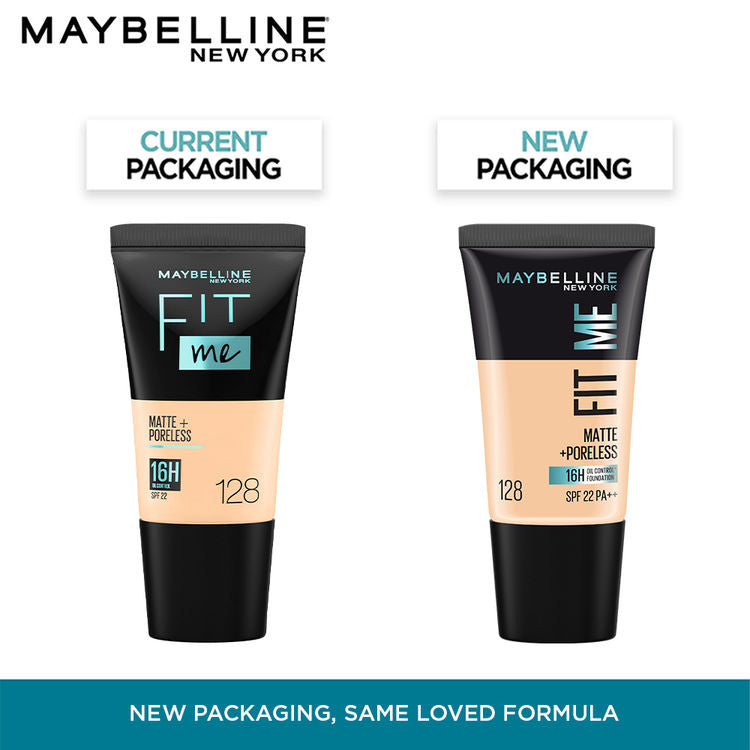 Maybelline Fit Me Matte + Poreless 16H Oil Control Foundation With SPF 22 PA ++ (128 Warm Nude)