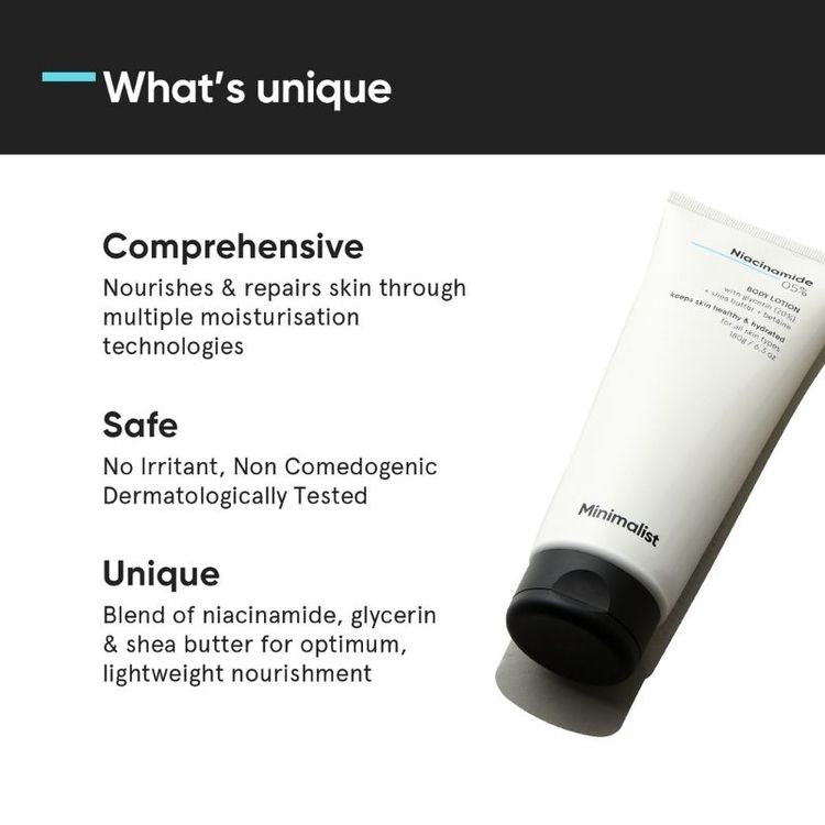 Minimalist 5% Niacinamide Body Lotion With Shea Butter, Glycerine & Betaine
(180 g)