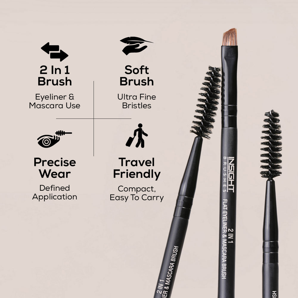 Insight professional Flat Eyeliner & Mascara Brush (2IN1)