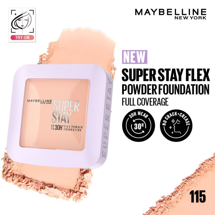 Maybelline Super Stay Flex Powder Foundation Compact-30H Full Cover (115)