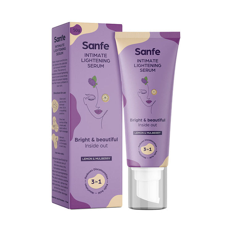 Sanfe Intimate Lightening Serum For Dark Underarms Inner Thighs Knees And Bikini Area (50gm)