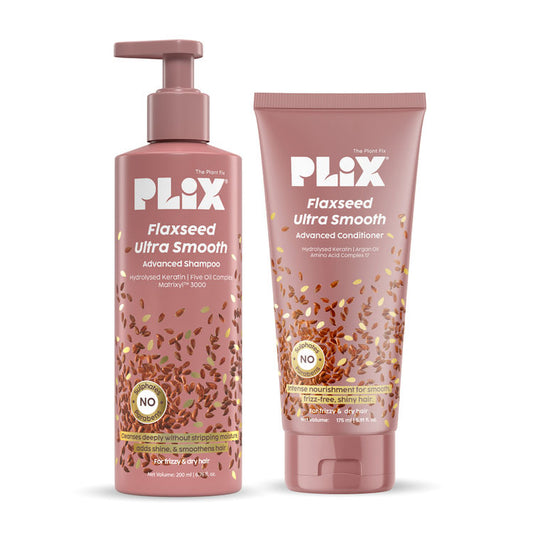 Plix The Plant Fix Flaxseed Ultra Smooth Advanced Shampoo & Conditioner Combo (200ml + 175ml)