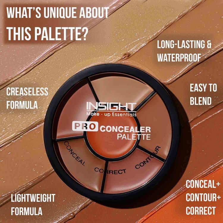 Insight Cosmetics Pro Concealer Palette, 3 In 1 Conceal,Contour & Correct, Long Lasting & Waterproof - Concealer(15gm)