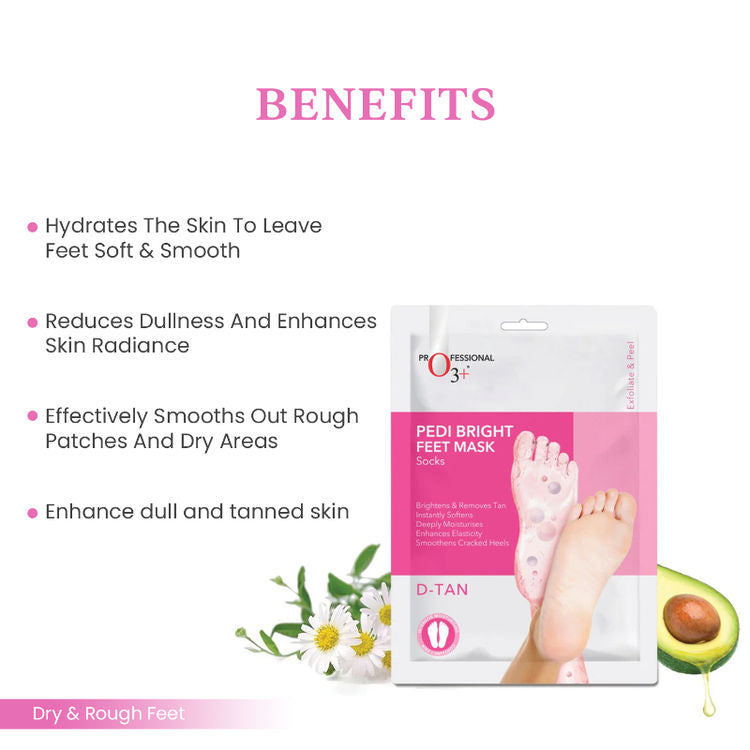 O3+ Professional Pedi Bright Feet Mask Socks - Foot Care Mask for Detan and Deep Moisturisation
(40 g)