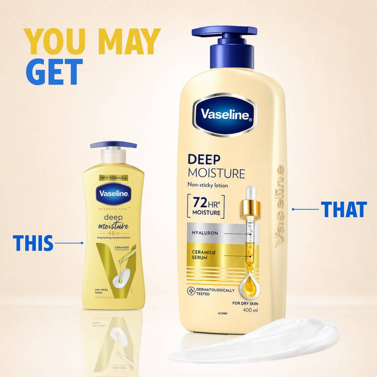 Vaseline Intensive Care Deep Moisture 72HR Long Lasting Hyaluron Ceramide Serum Body Lotion (400ml)