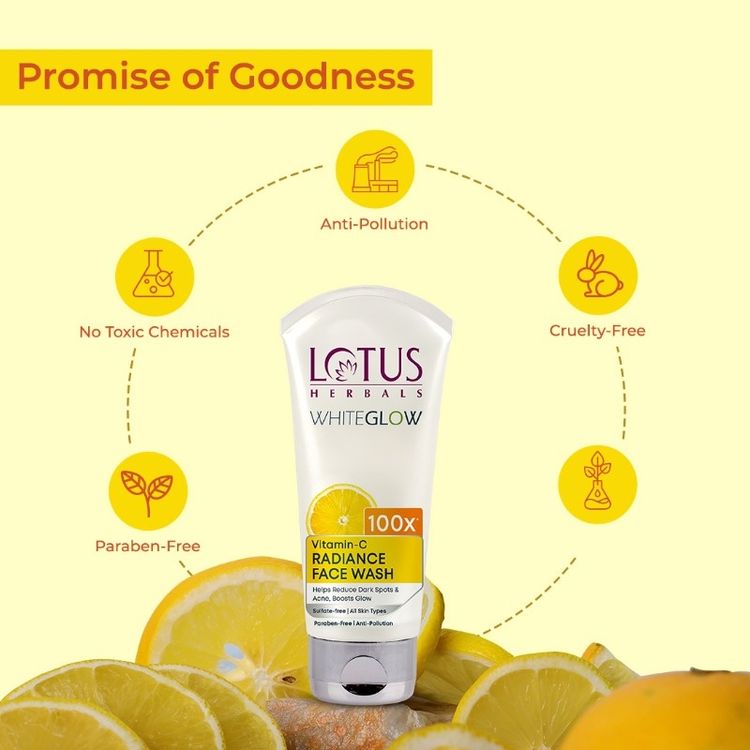 Lotus Herbals Whiteglow Vitamin C Radiance Face Wash Reduce Dark Spots & Dull Skin, All Skin Types (100 g)