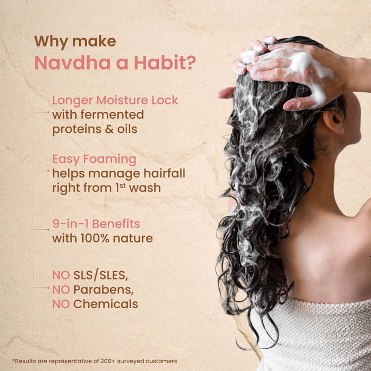 Nat Habit Five Oil Hibiscus Shampoo For Long Thick Hair, Sulphate Free Shampoo For Hair Fall Control (225ml)