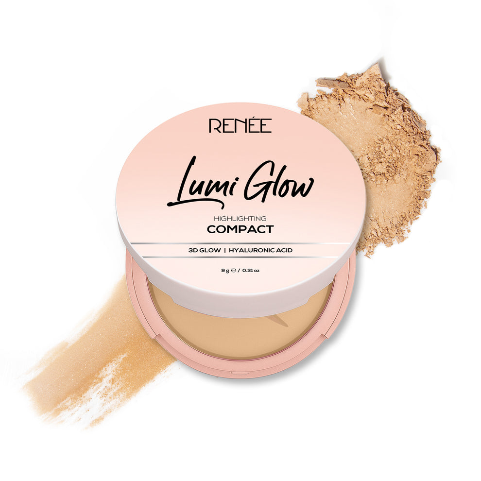 RENEE Lumi Glow Highlighting Compact with 3D Glow For Luminous Skin (3 Silk Tan)
