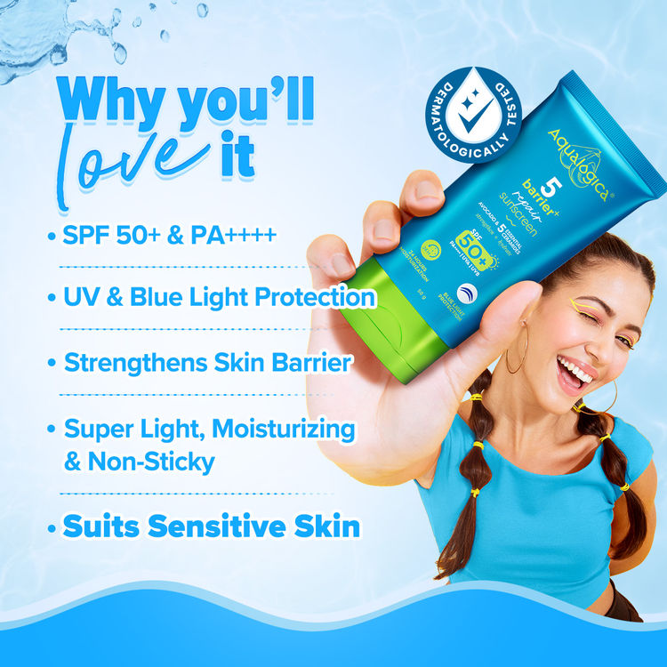 Aqualogica 5 Barrier+ Repair Sunscreen with Avocado & 5 Essential Ceramides 50 gm