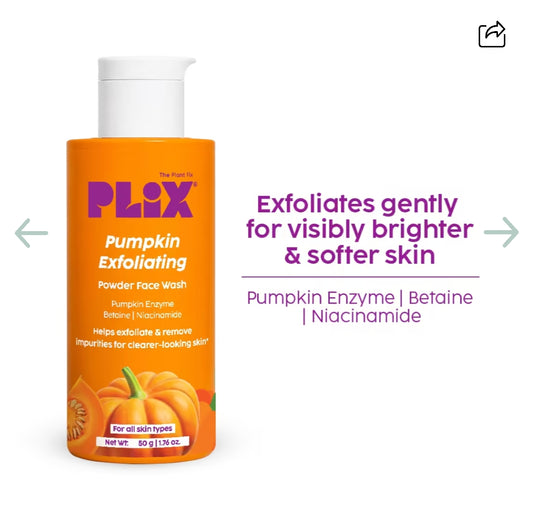Plix Pumpkin Powder Cleanser For Gentle Exfoliation & Cleansing / 50g