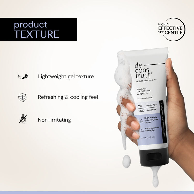 Deconstruct Salicylic Acid & Niacinamide Oil Control Face Wash, Reduces Acne, Oil
(100ml)