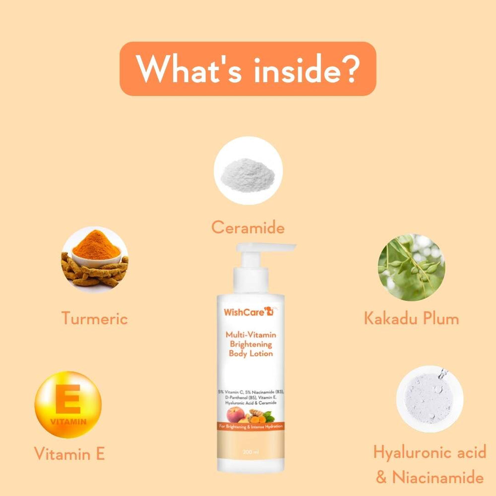 Wishcare Multi Vitamin Brightening Body Lotion
For Bright & Even Tones Skin | 200ml