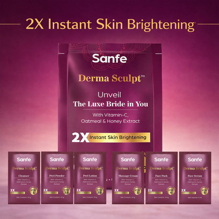 Sanfe Derma Sculpt 5 Step Bridal Facial Kit For Instant Glow Up
(55ml)
