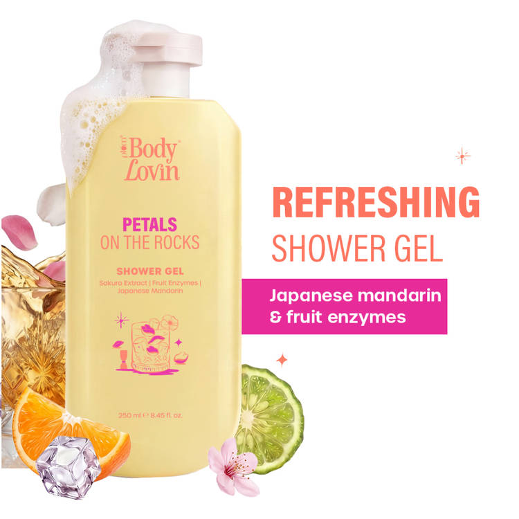 Plum BodyLovin’ Petals On The Rocks Shower Gel, Renewing & Reviving, Citrus Floral Fragrance (250ml)