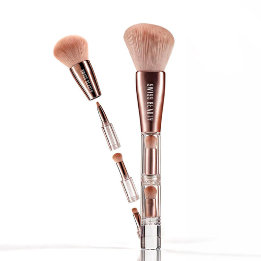 Swiss Beauty Take Me Anywhere 4-in-1 Makeup Brush |Soft Synthetic Bristles | Travel-Friendly
