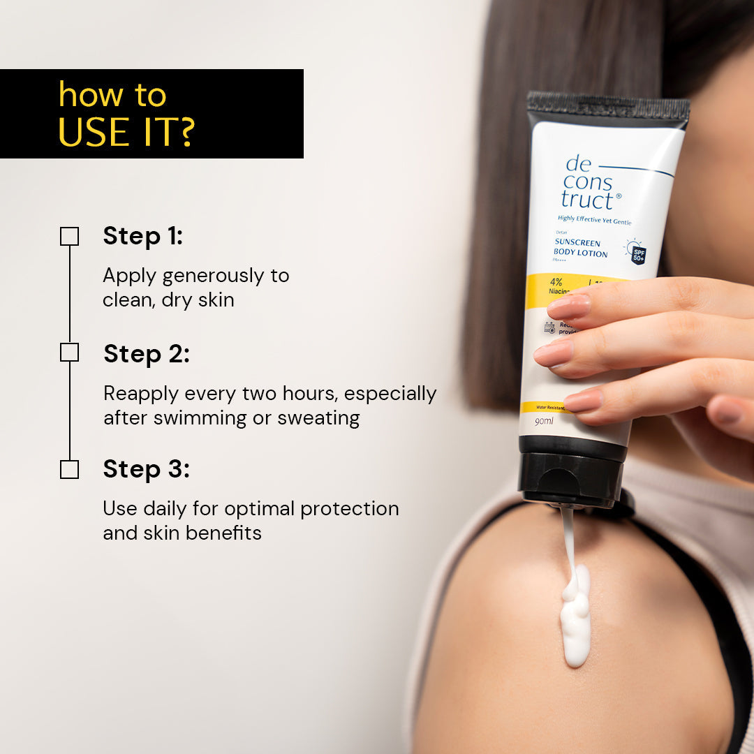 Deconstruct Detan Sunscreen Body Lotion - 4% Niacinamide +1% Kojic Acid Dipalmitate + SPF 50 PA++++