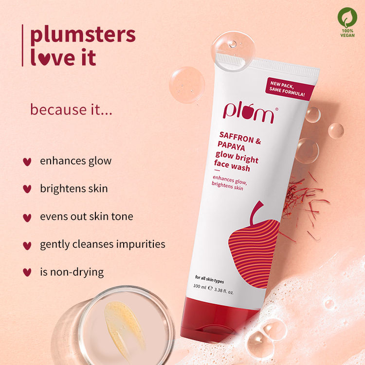 Plum Saffron & Papaya Glow Bright Gel Face Wash (100ml)