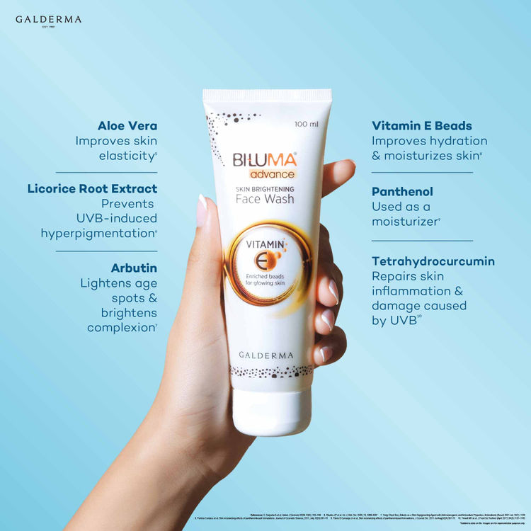 Biluma Face Wash, Vitamin E, Brightens, Protects Against Pimples & Blemishes
(100ml)
