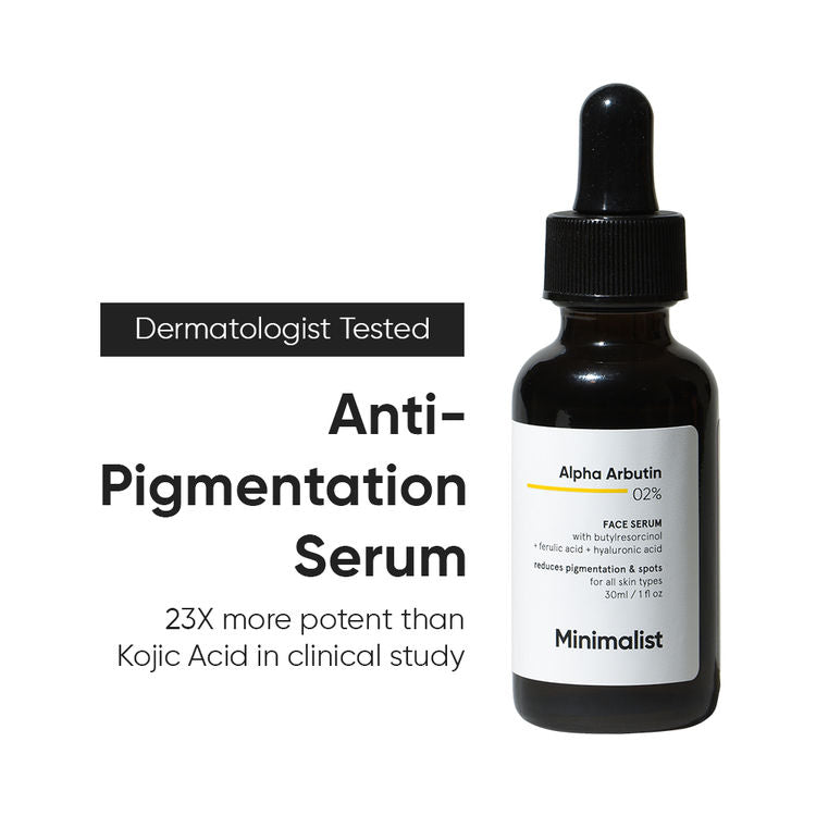 Minimalist 2% Alpha Arbutin Face Serum With Butylresorcinol & Ferulic Acid For Hyperpigmentation
(30ml)