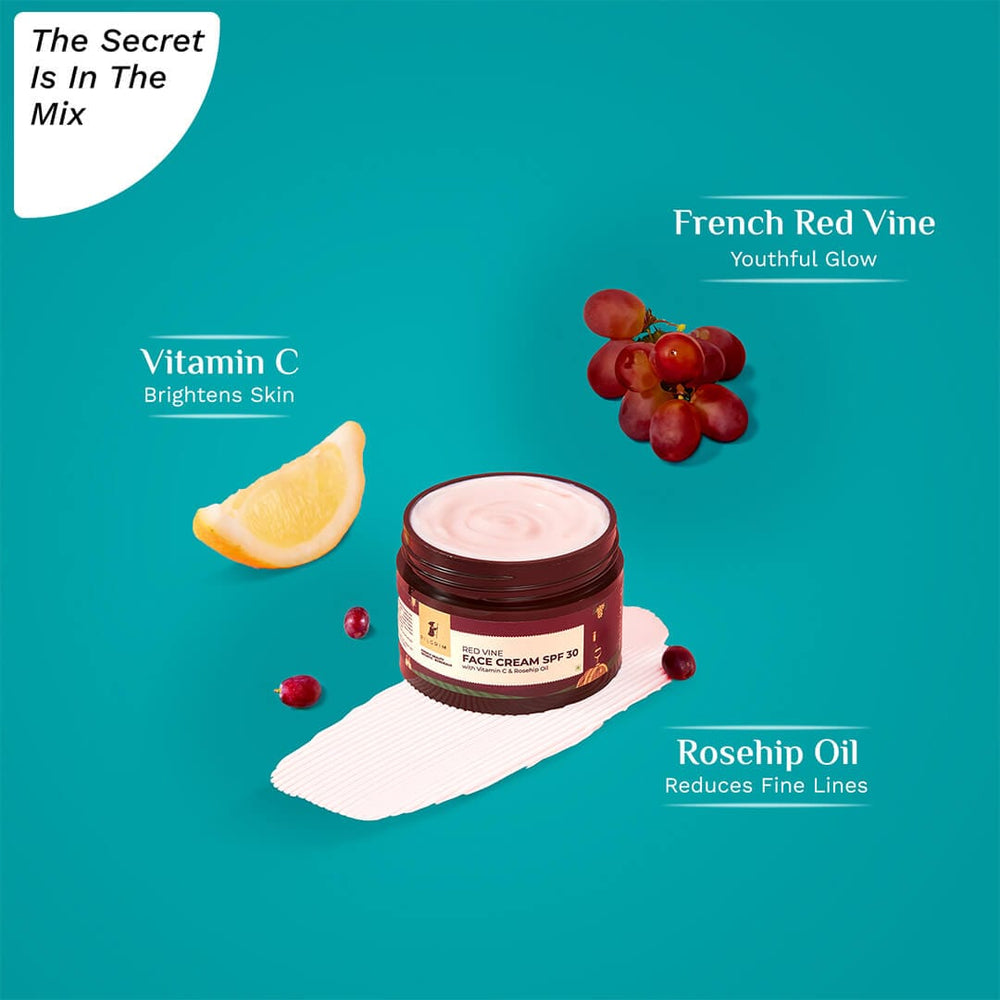 Pilgrim Red Vine Face Cream SPF 30 with Vitamin C & Rosehip Oil (PA+++)