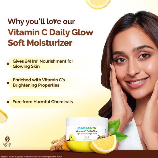 Mamaearth Vitamin C Daily Glow Light Moisturizer with Turmeric & Vitamin C for Skin Brightening - 200 g