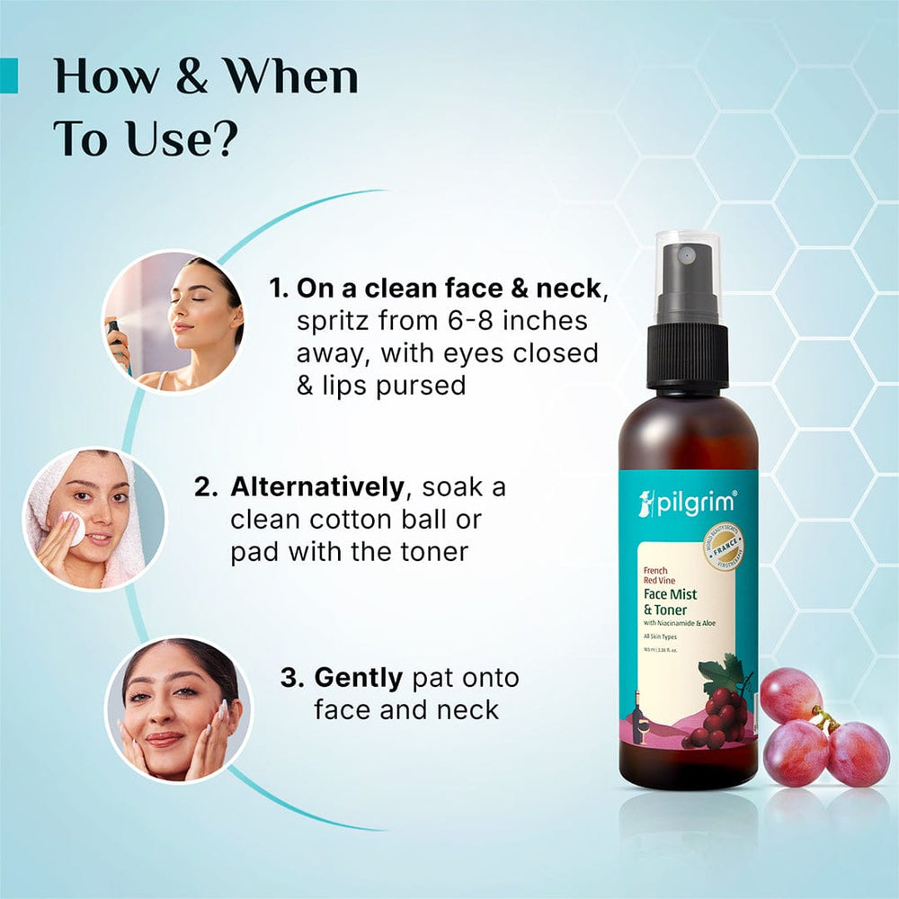 Pilgrim Red Vine Face Mist & Toner with Niacinamide (Vit. B3) & Aloe