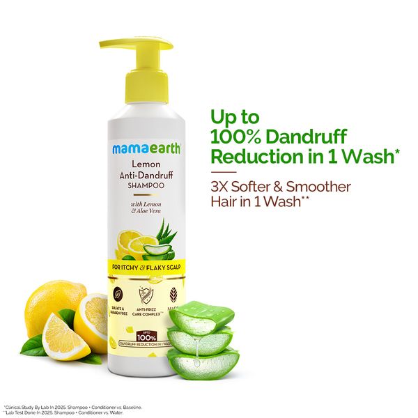 Mamaearth Lemon Anti-Dandruff Shampoo with Lemon & Aloe Vera for Itchy & Flaky Scalp - 250ml