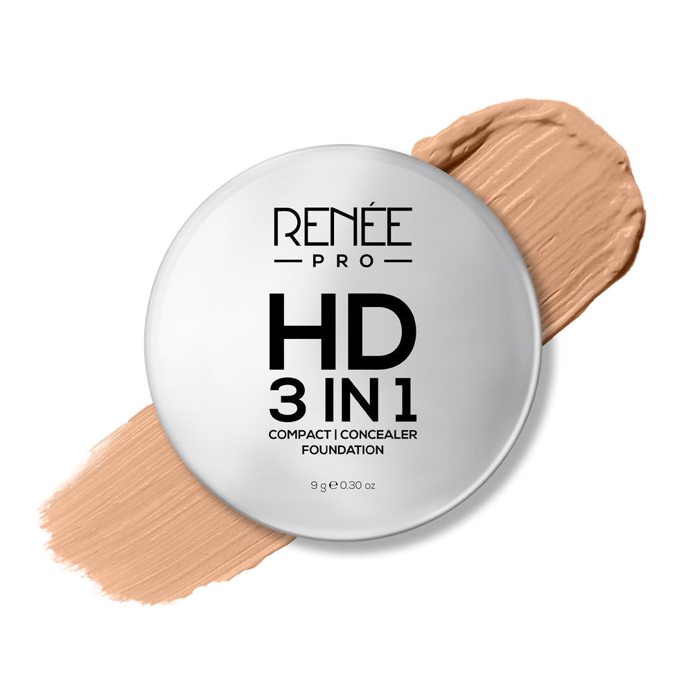 RENEE Pro HD 3-IN-1 Compact, Works as Concealer, Foundation & Powder With SPF 20 (Terre)
