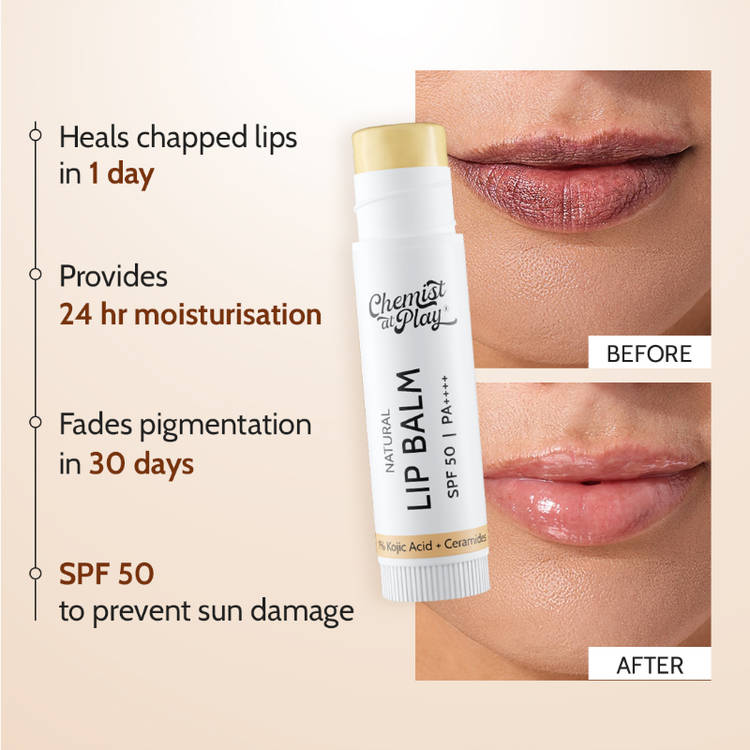 Chemist at Play on Natural Lip Balm SPF 50 Brightens & Repairs Chapped Lips 24HR Moisture (4.5g)