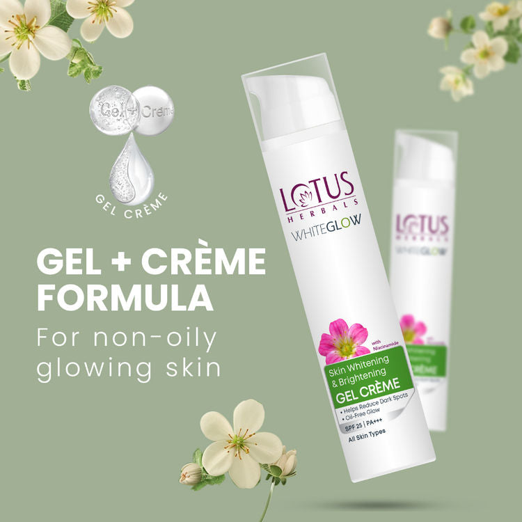 Lotus Herbals WhiteGlow Skin Whitening & Brightening Gel Cream SPF 25 PA+++|With Niacinamide (75g)