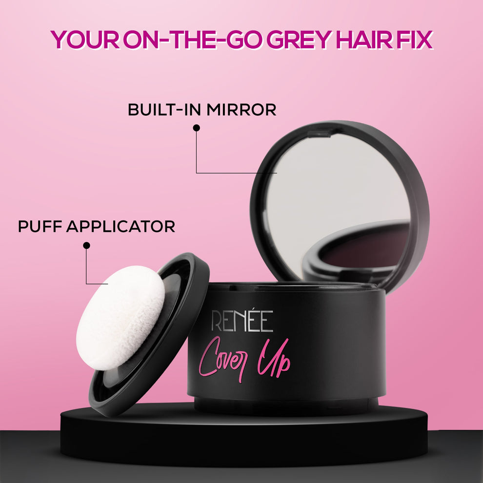 RENEE Cover Up Hair Powder- For Instant Grey Hair Coverage & Root Touch-Up (Black)