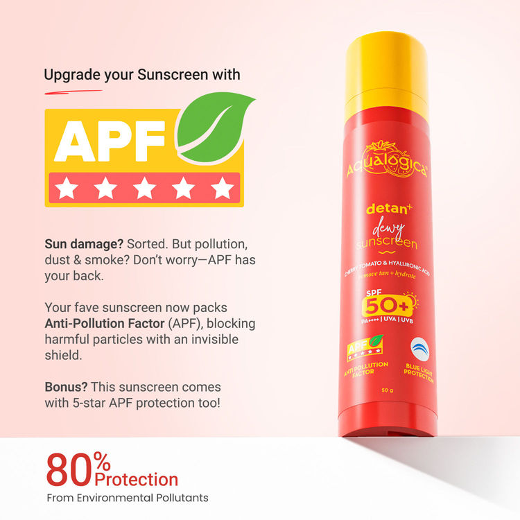 Aqualogica Detan+ Dewy Sunscreen In-Vivo Tested SPF 50+ PA++++ with Cherry Tomato & HA - 50 g