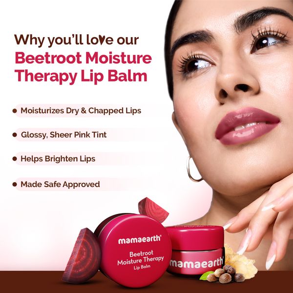 Mamaearth Beetroot Moisture Therapy Lip Balm with Beetroot & Hyaluronic Acid for Dry & Chapped Lips- 15 g