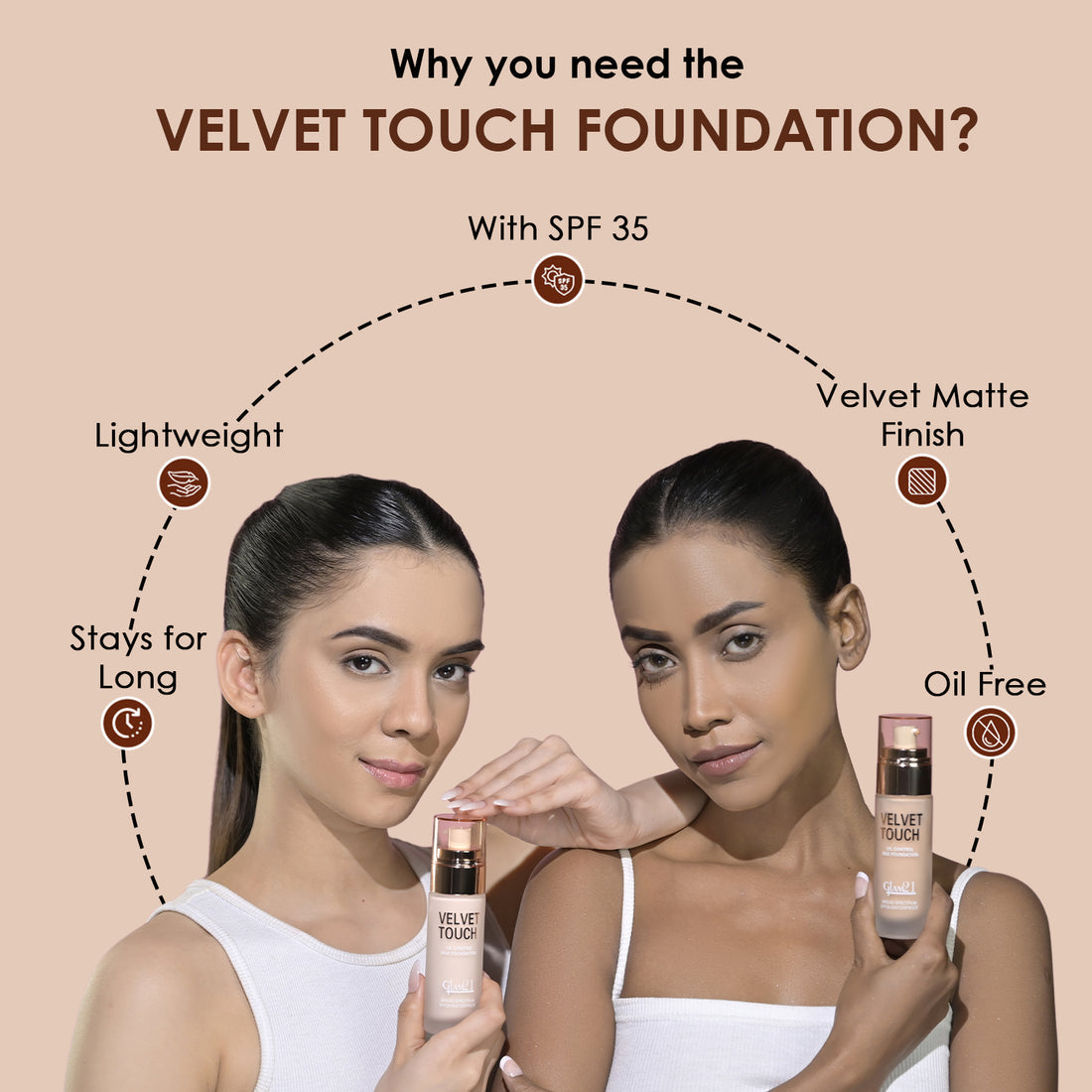 Glam21 Velvet Touch High Coverage Foundation (04Almond)