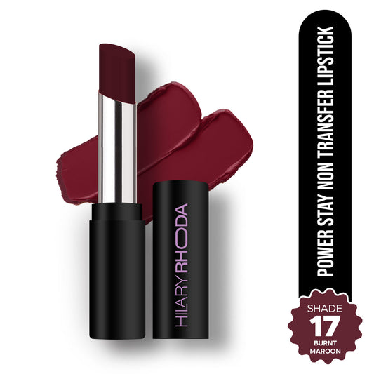 Hilary Rhoda Power Stay Non Transfer Lipstick (Burnt Maroon 17)