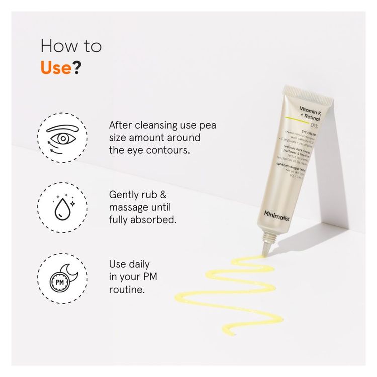 Minimalist Vitamin K + Retinal 01% Under Eye Cream With Caffeine 03% For Dark Circle & Puffiness
(14 g)