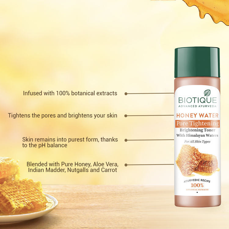 Biotique Honey Water Pore Tightening Brightening Toner With Himalayan Waters (120ml)