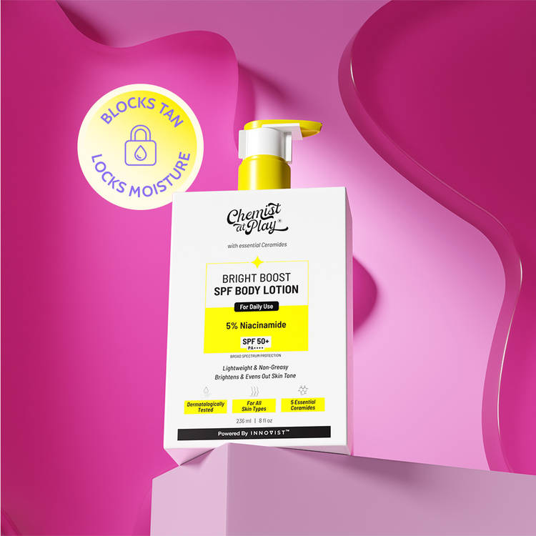 Chemist at Play Bright Boost SPF Body Lotion, SPF 50+ PA++++, 24 hours moisturization
(236ml)