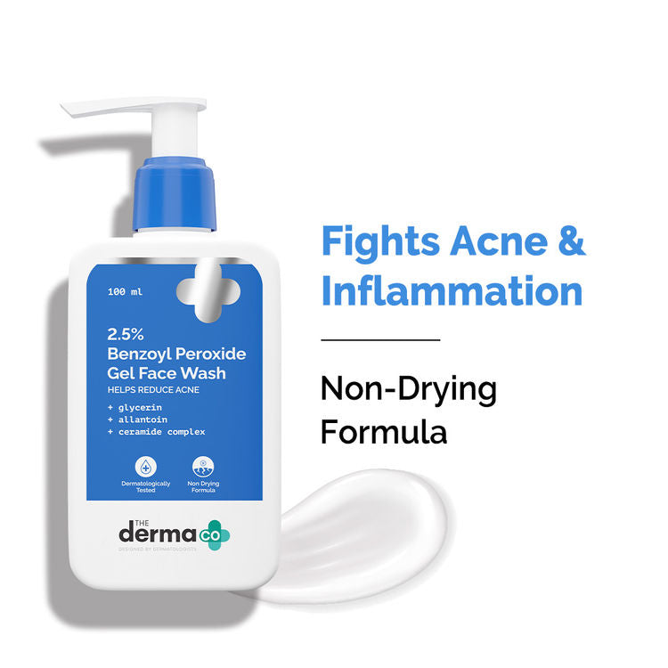 The Derma Co 2.5% Benzoyl Peroxide Gel Face Wash with Ceramides For Acne,Inflammation & Oily Skin
(100ml)